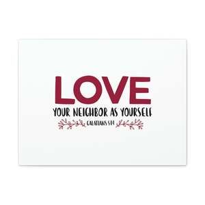 Scripture Sign Love Your Neighbor Galatians 5:14 Red Christian Wall Art Bible V